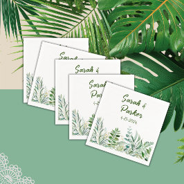 Papel Guardanapo de Noiva Folhas de Folhagem Verde Sage