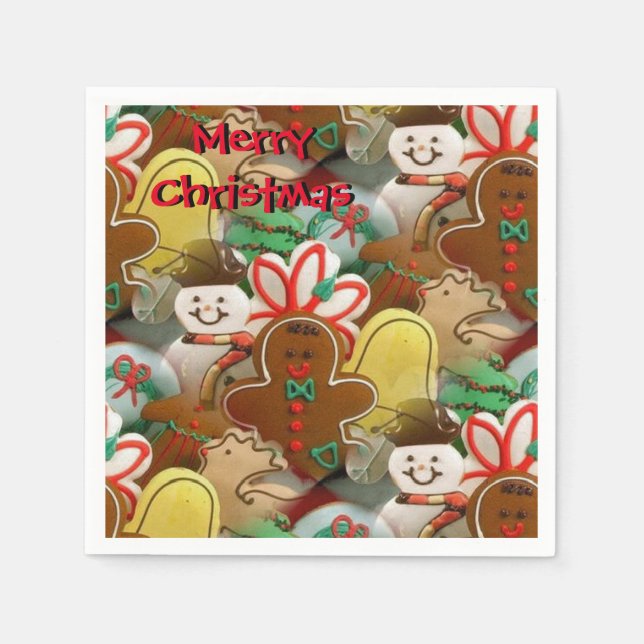 Papel Guardanapo de Padrão de Biscoitos de Natal (Frente)