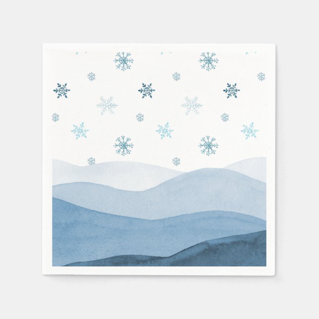 Papel Guardanapo de Paisagem Invernal Azul Nevada (Frente)