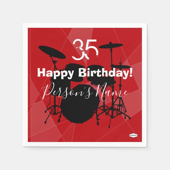 Papel Guardanapo de Tema de Aniversário de Baterista HAM (Frente)