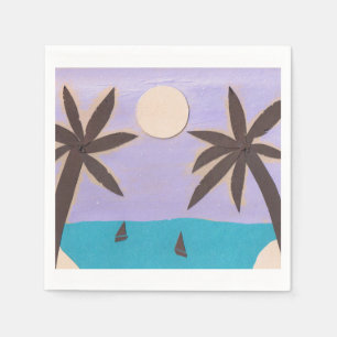 Papel Guardanapo do cocktail com uma cena da ilha de