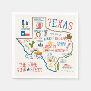 Papel Guardanapo do mapa dos marcos de Texas