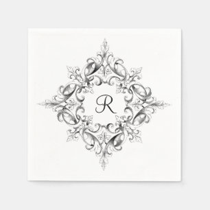 Papel Guardanapo do monograma de Scrollwork do vintage