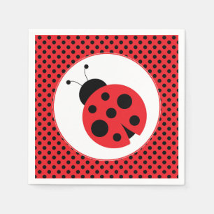 Papel Guardanapo do partido do joaninha de Polkadot