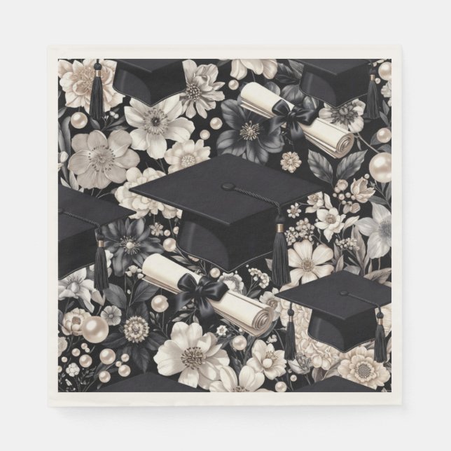 Papel Guardanapo Elegante Preto e Branco para Festa de G (Frente)