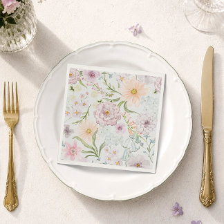 Papel Guardanapo Floral Jardim de Campo Pastel