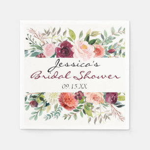 Papel Guardanapo floral personalizado buquê de Borgonha