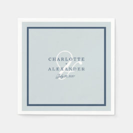Papel Guardanapo Monograma Azul Empoeirado de Casamento