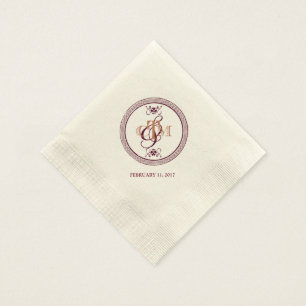 Papel Guardanapo monogrammed do cocktail de C e de M