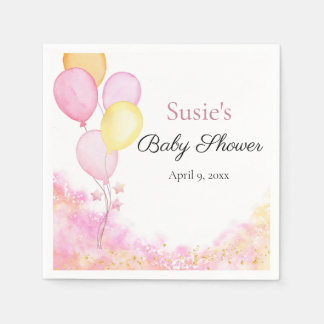 Papel Guardanapo para Chá de Bebê Balão Pastel Rosa