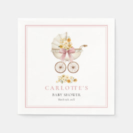 Papel Guardanapo para Chá de Bebê Carruagem Rosa
