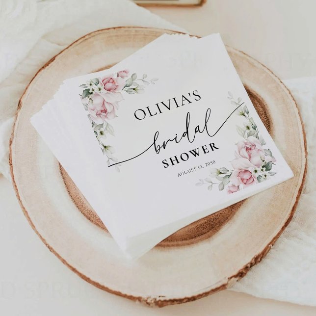 Papel Guardanapo para Chá de Noiva com Rosas Rosa Bege (Criador carregado)