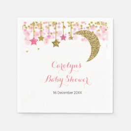 Papel Guardanapo para Chá de Noiva lua rosa com glitter 