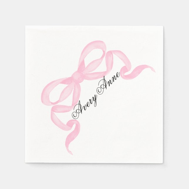 Papel Guardanapo personalizado para chá de bebê com laço (Frente)