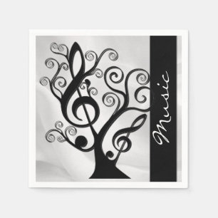 Papel Guardanapo preto e branco 2 da árvore do Clef de