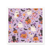 Guardanapo quadrado de Halloween fofo