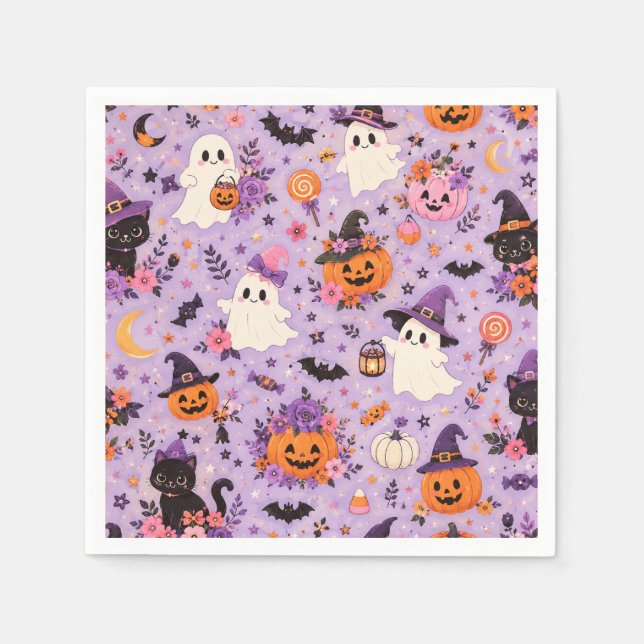 Papel Guardanapo quadrado de Halloween fofo (Frente)