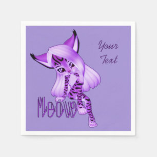 Papel Guardanapo roxos bonitos do gato de tigre do Meow