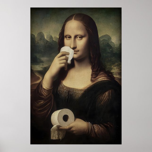 Papel Higiênico Antigo com Impressão da Mona Lisa, (Frente)