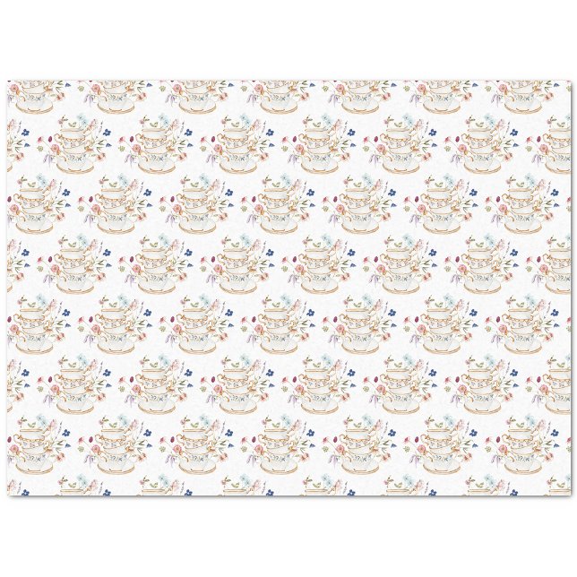 Papel Higiênico em Forma de Xícara de Chá (Wildflower White Tea Cup Party Tissue Paper by Painted Paperie
)