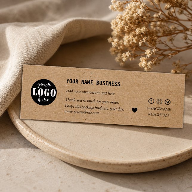 Papel kraft logotipo personalizado obrigado cartão (#kraftpaperbusinesscard #craftpeper #addlogo #supportedcard #socialmedia #simplecard #smallbusiness)