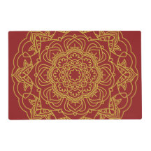 Papel Laminado Mandala Vermelho e Dourado da Crims