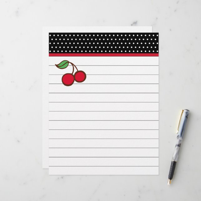 Papel Letterhead Retro Cherry (Frente/Verso In Situ)