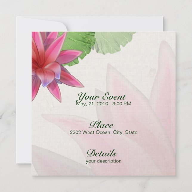 Papel Linn de Convite Lótus Rosa 5,25 x 5,25 (Frente)