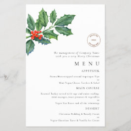PAPEL | Logotipo Holly Berries Menu da festa de Na