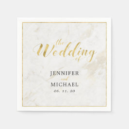 Papel Mármore & Ouro | Guardanapo de Casamento com Tipog