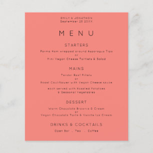 PAPEL Menu de Casamento Cor-de-Rosa Rosa de Text