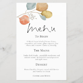 PAPEL | Menu de Casamento de Folhas de Água Modern