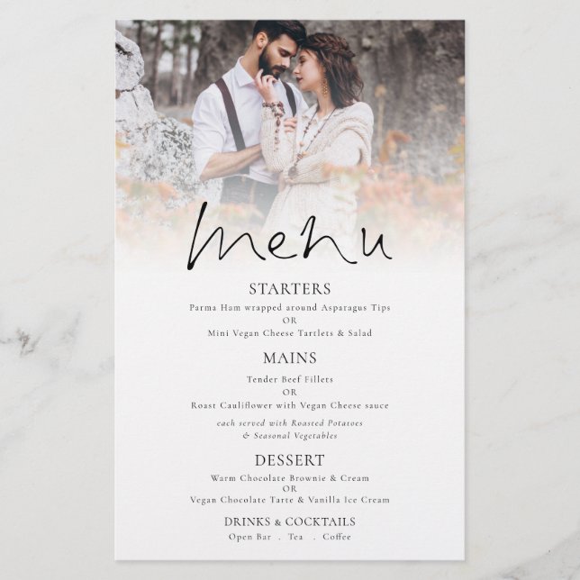 PAPEL | Menu de Casamento de Script Elegante (Frente)