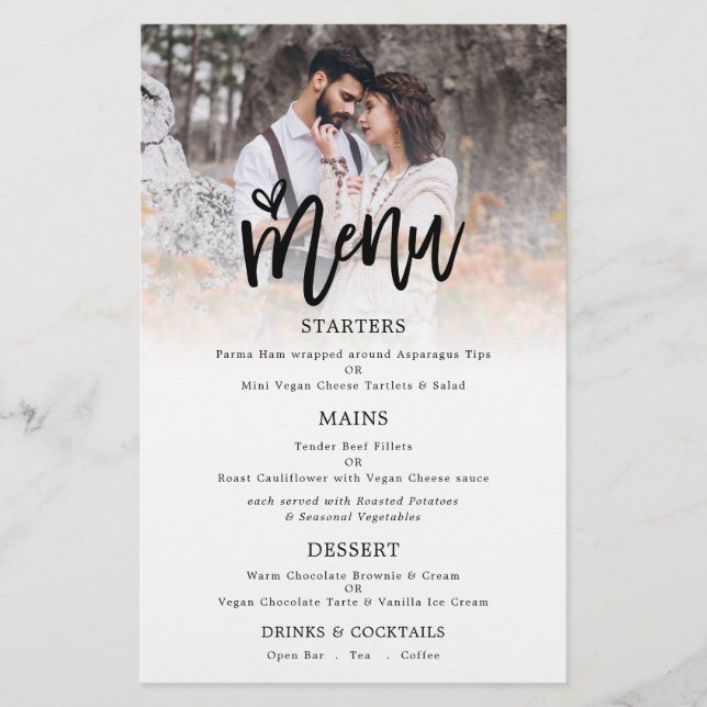 PAPEL | Menu Foto Artsy Script Wedding (Frente)