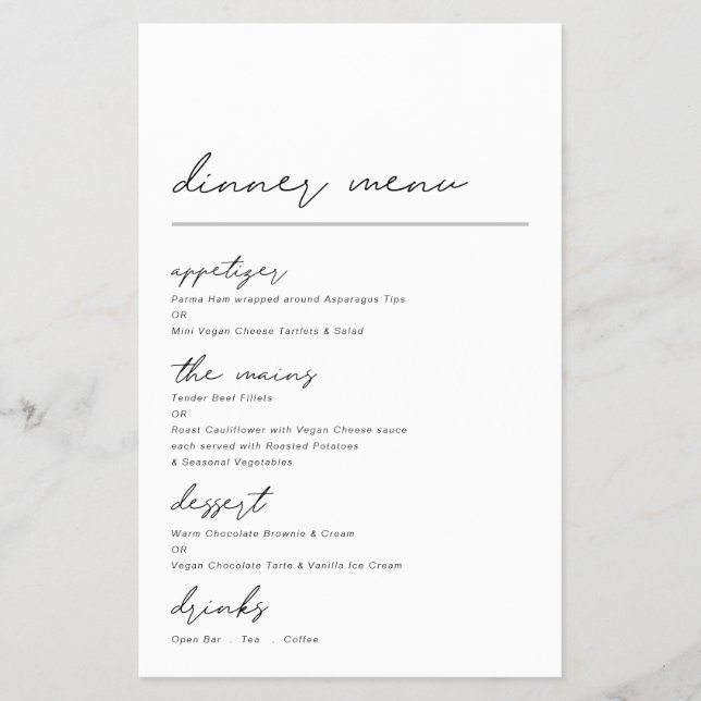 PAPEL | Menu Janto de Ocasião de Script Simples (Frente)