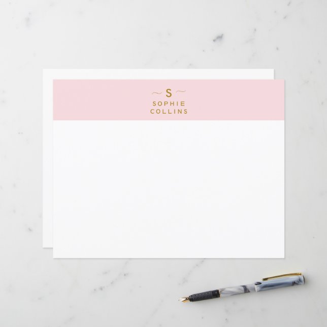 Papel Mínimo Dourado Rosa Esbranquiçado Monograma (Frente/Verso In Situ)