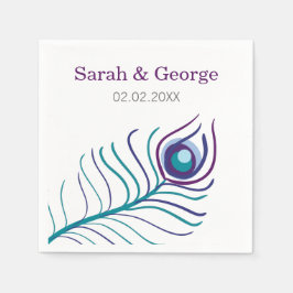 Papel Mod roxo, guardanapo de casamento azul-teal