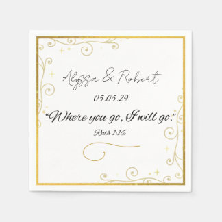 Papel Modelo de guardanapo de casamento cristão dourado