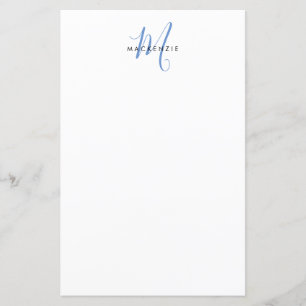 Papel Monograma de Letra com Grafia Azul Branca Mo