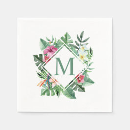 Papel Monograma de quadro floral tropical | Guardanapo