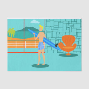 Papel no Tecido do Duo de Surfer Retroativo