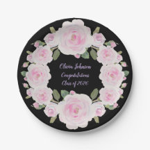 Nome Personalizado, Rosas Cor-de-Rosa Prato de Pap