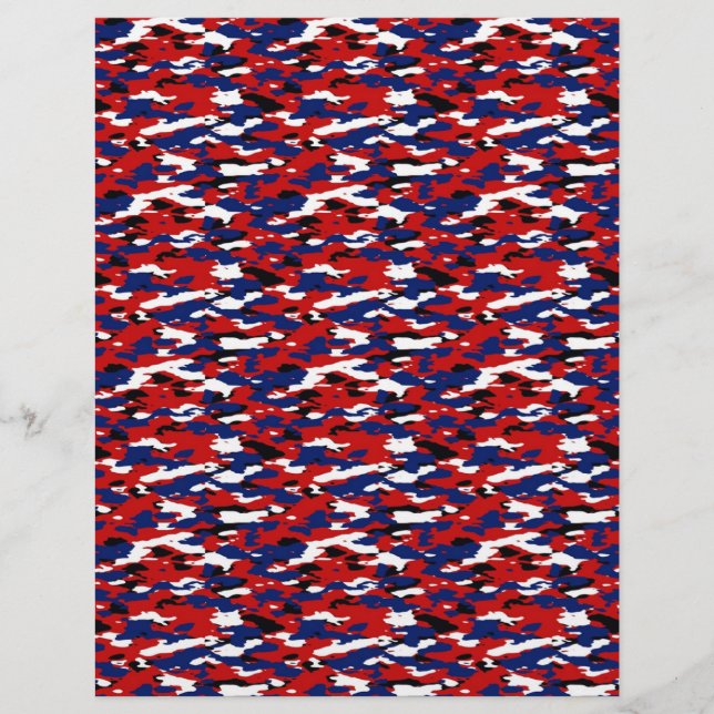 Papel origami camuflado vermelho branco e azul (Frente)