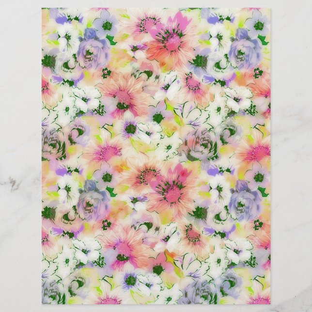 Papel origami floral pastel (Frente)