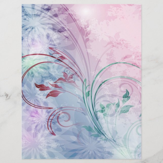 Papel origami floral rosa e azul (Frente)