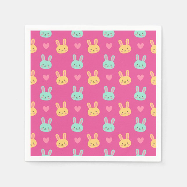 Papel Padrão Colorido de Bunnies de Páscoa | Guardanapo  (Frente)