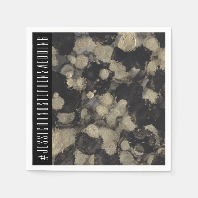 Papel Padrão de Guardanapo de Casamento Tons de Dourado  (Frente)