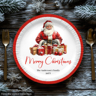 Papel Papa Noel Elegante Prato de Festa Quente e Moderno