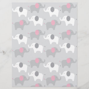 Papel-papa-rosado para bebê de elefante, Cinza ros