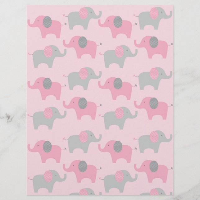 Papel-papa-rosado para bebê de elefante, Cinza ros (Frente)